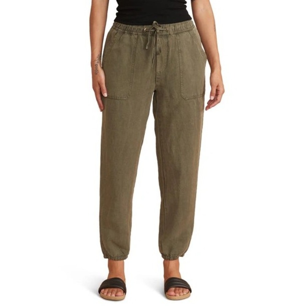 Marine Layer Emmy Linen Blend Utility Pants Women Medium Olive Green Joggers